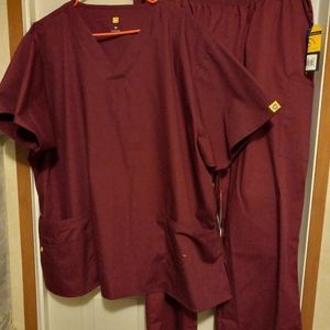 Wonder Wink 3X Wine Burgundy Scrub Top Pants CNA Womens
